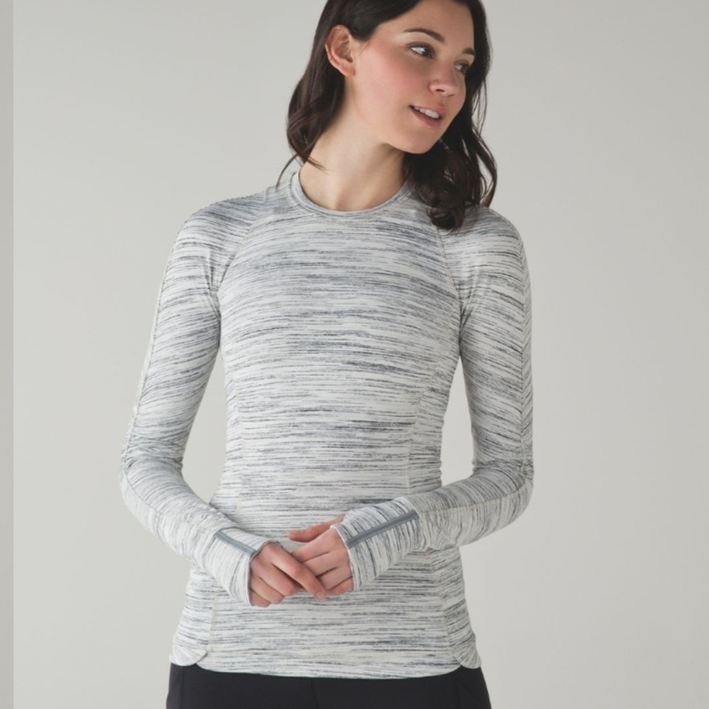 Lululemon Athletica RUNDERFUL Gray Heathered Long Sleeve Tee SIZE 4
